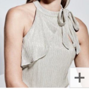 Never worn* WHBM Metallic Flounce Gold Halter Top Size S
